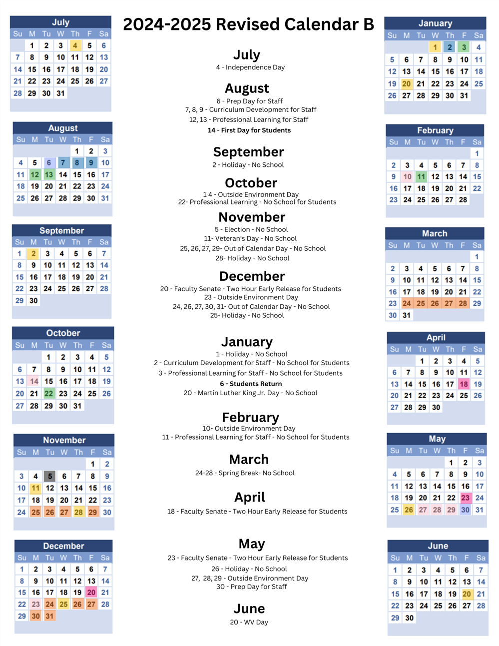 Calendars / Proposed Calendars