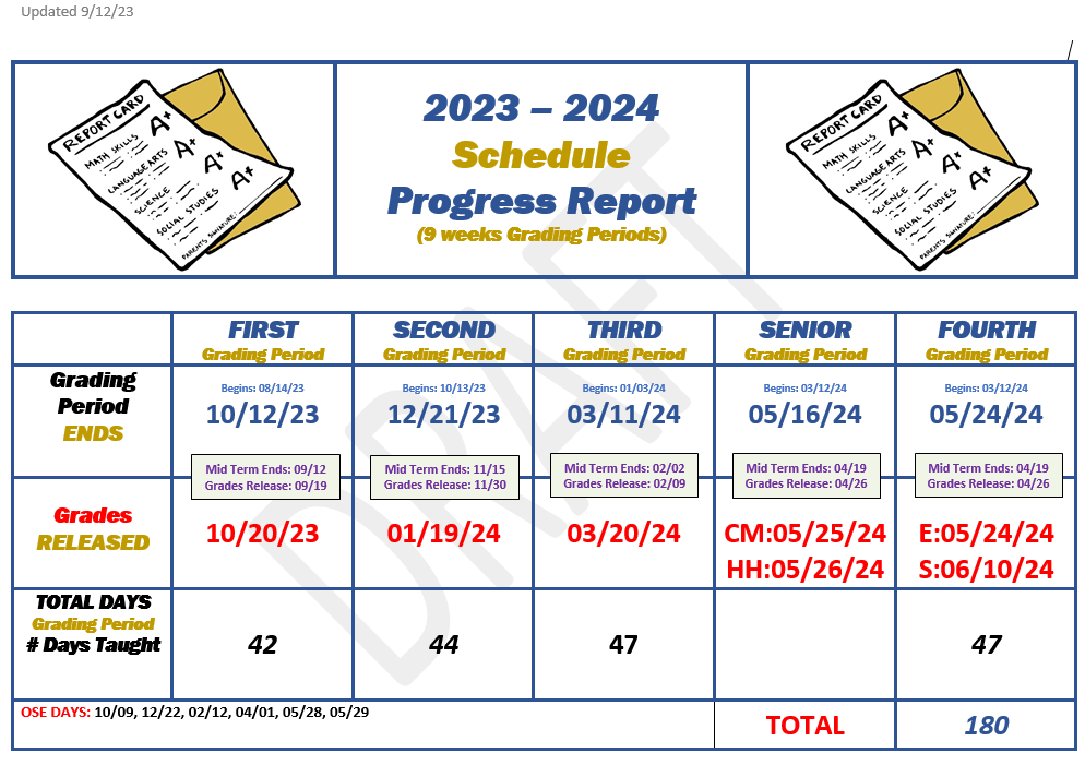Image of Grading Periods for 2023-2024 School Year 