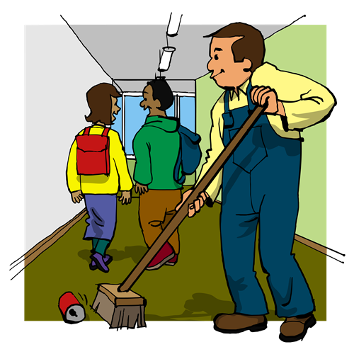 Stock image happy janitor